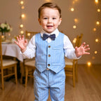 Handsome Pinstripe Vest and Bow Tie Boys Formal Set