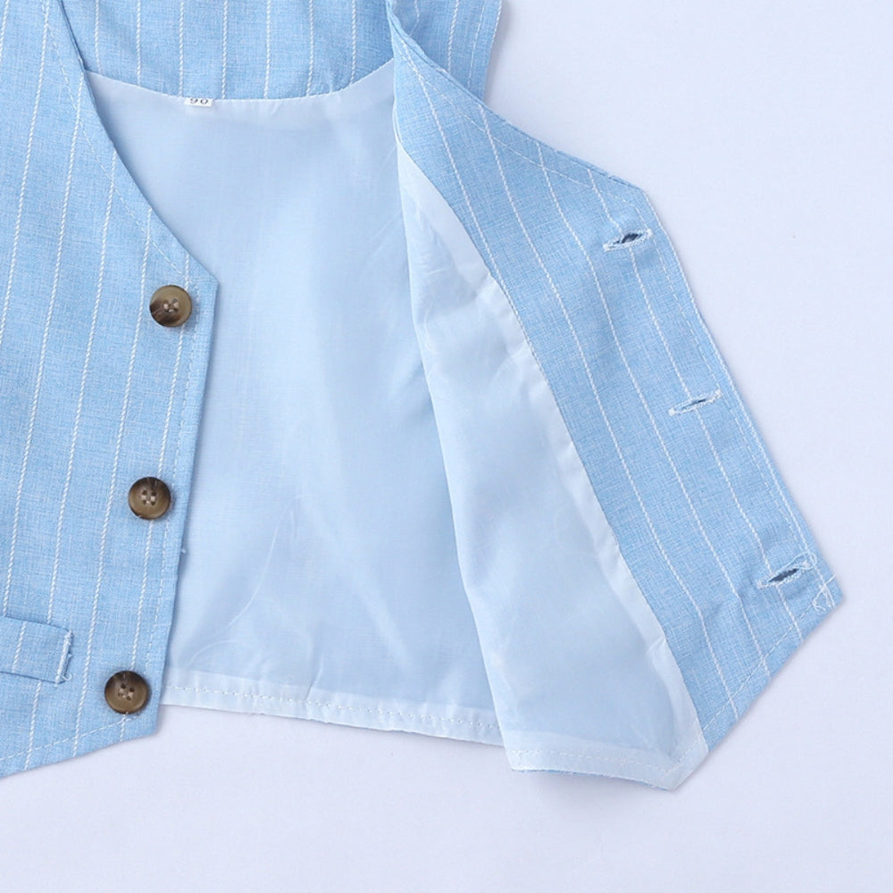 Handsome Pinstripe Vest and Bow Tie Boys Formal Set