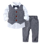 Handsome Pinstripe Vest and Bow Tie Boys Formal Set