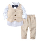 Handsome Pinstripe Vest and Bow Tie Boys Formal Set