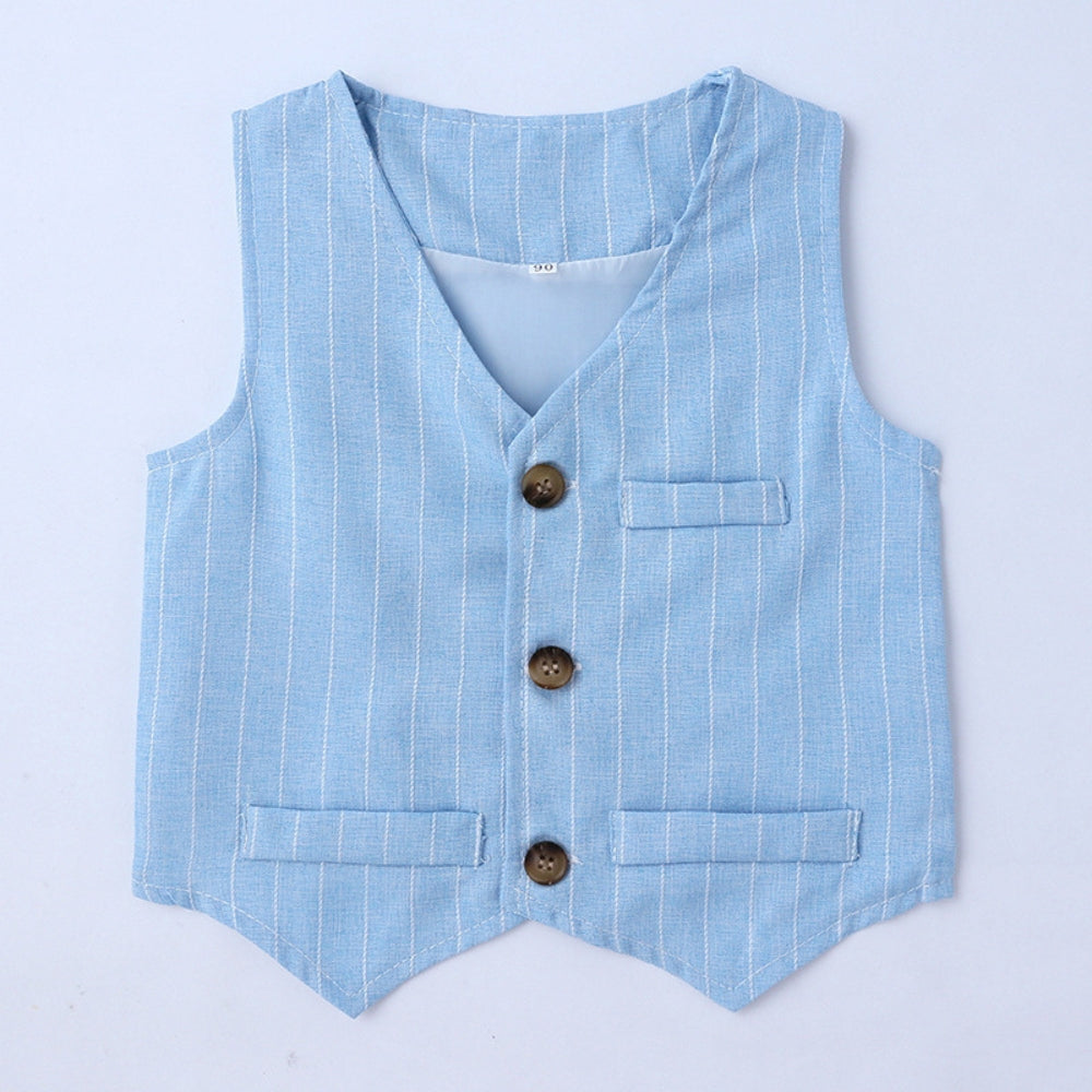 Handsome Pinstripe Vest and Bow Tie Boys Formal Set