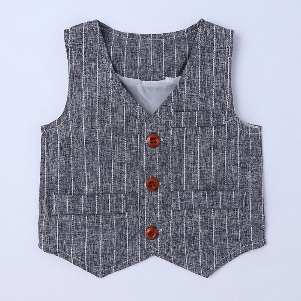 Handsome Pinstripe Vest and Bow Tie Boys Formal Set