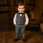 Handsome Pinstripe Vest and Bow Tie Boys Formal Set