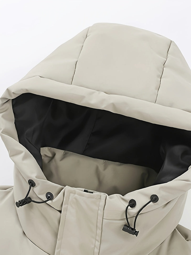 Veste – Mi-longue à capuche, mélange de polyester et doublure chaude