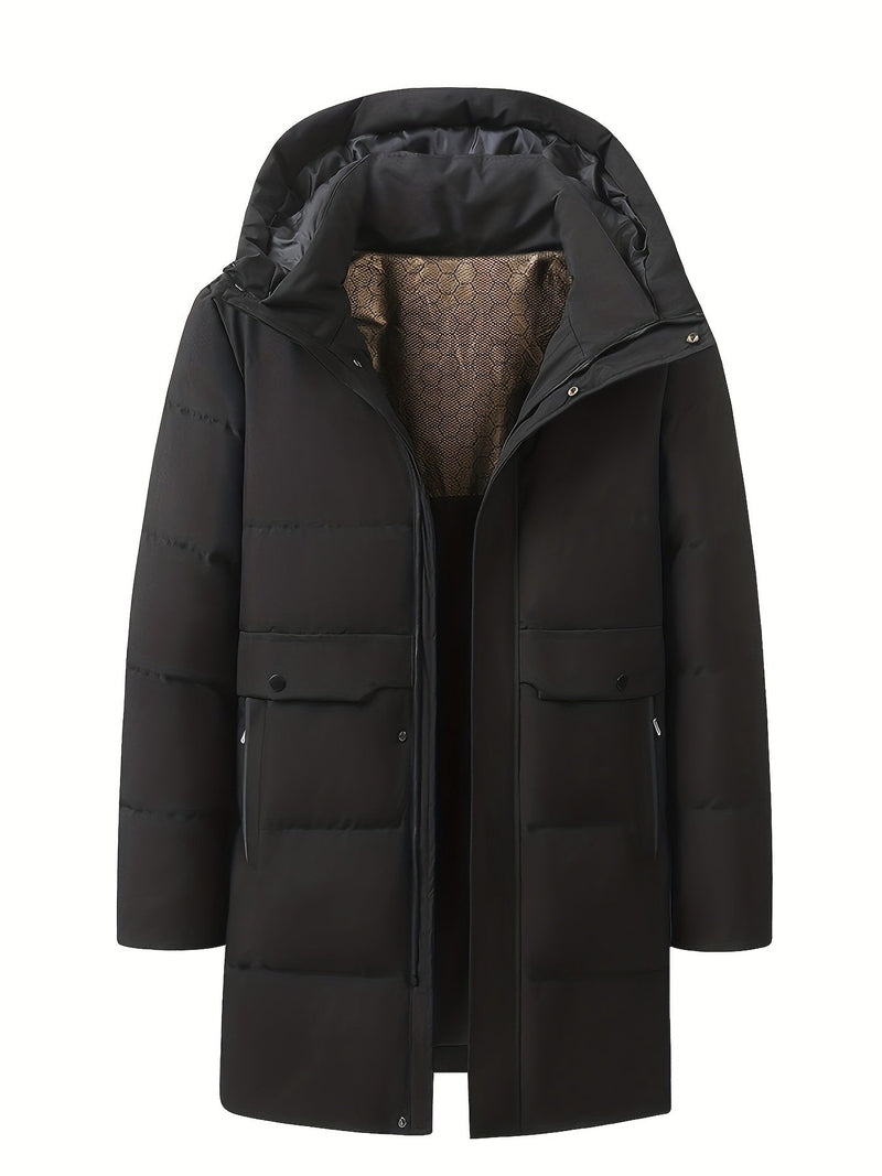 Veste – Mi-longue à capuche, mélange de polyester et doublure chaude