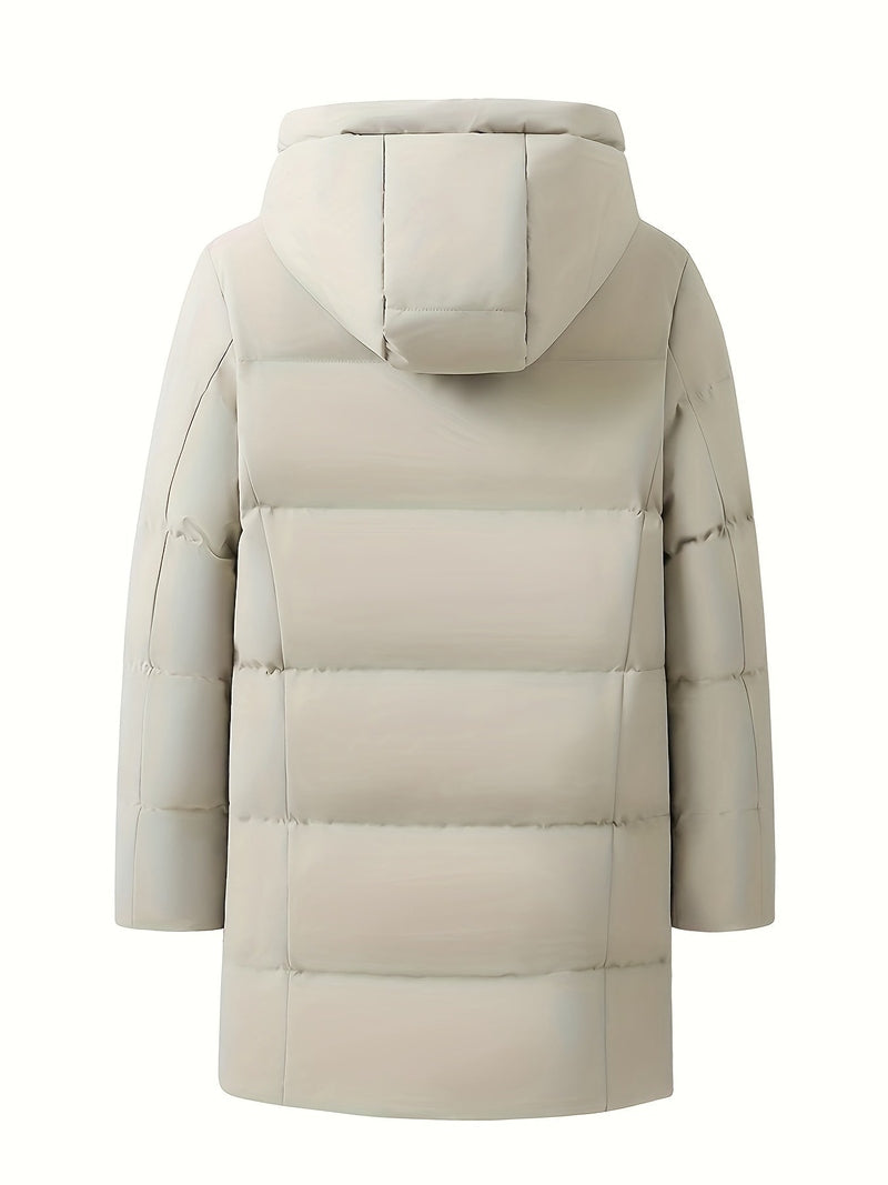 Veste – Mi-longue à capuche, mélange de polyester et doublure chaude