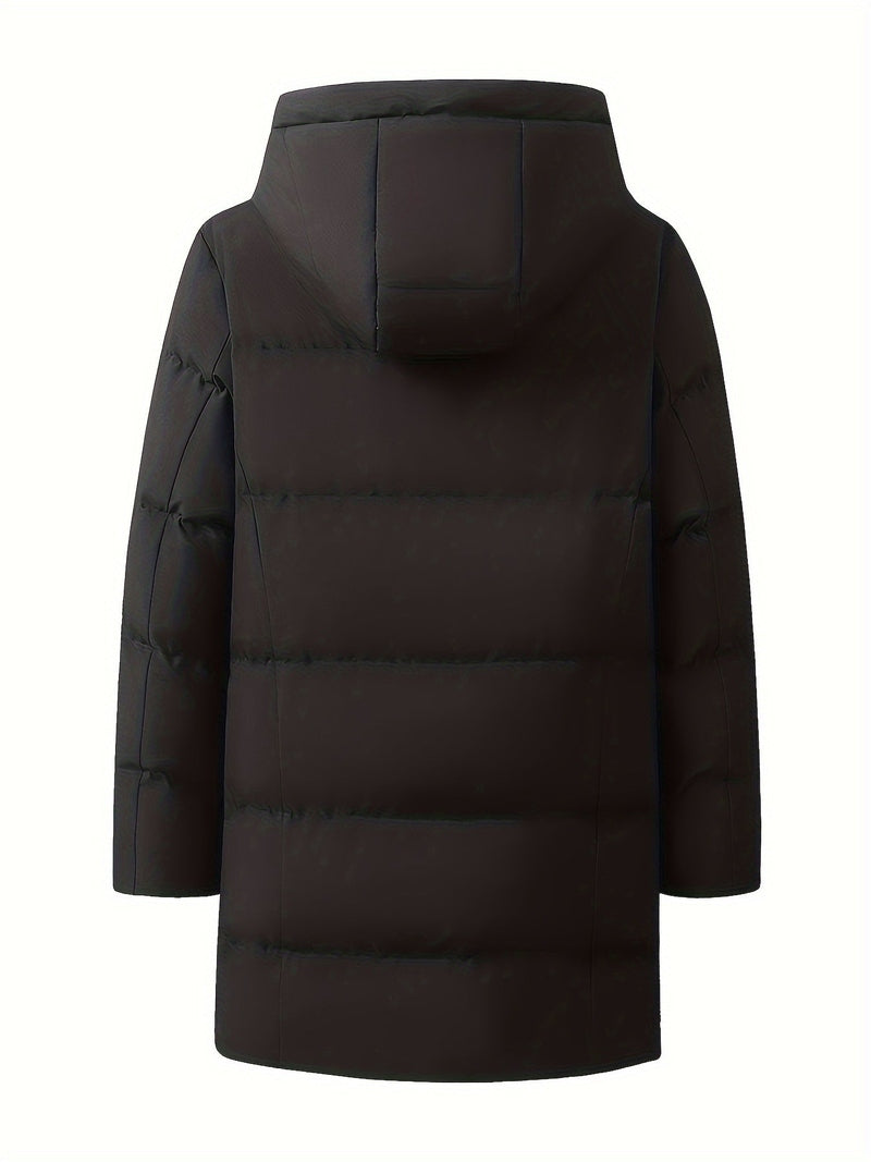 Veste – Mi-longue à capuche, mélange de polyester et doublure chaude