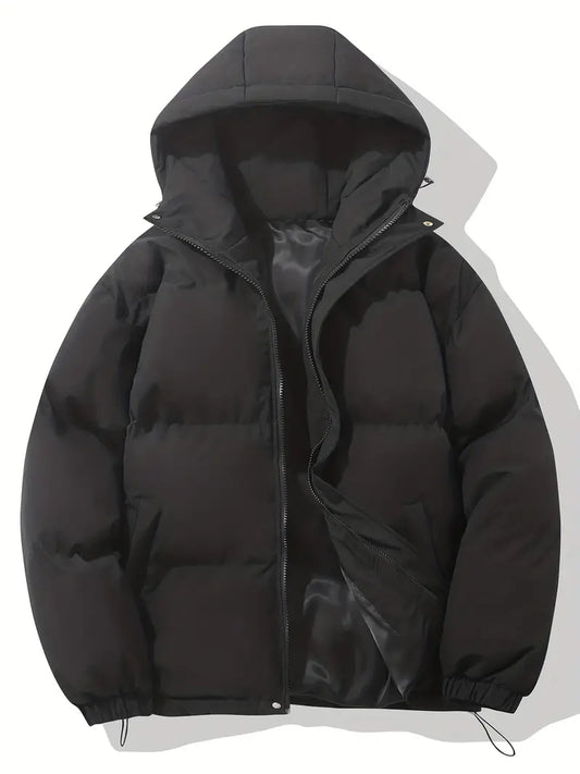 Jacket – Hooded Polyester Blend Zip Front & Warm Lining