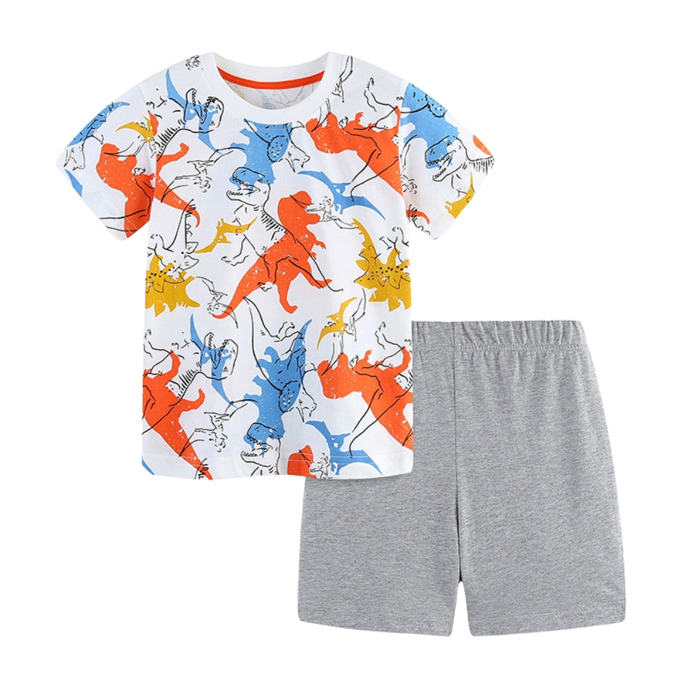 Ensemble T-shirt et short dinosaure sauvage