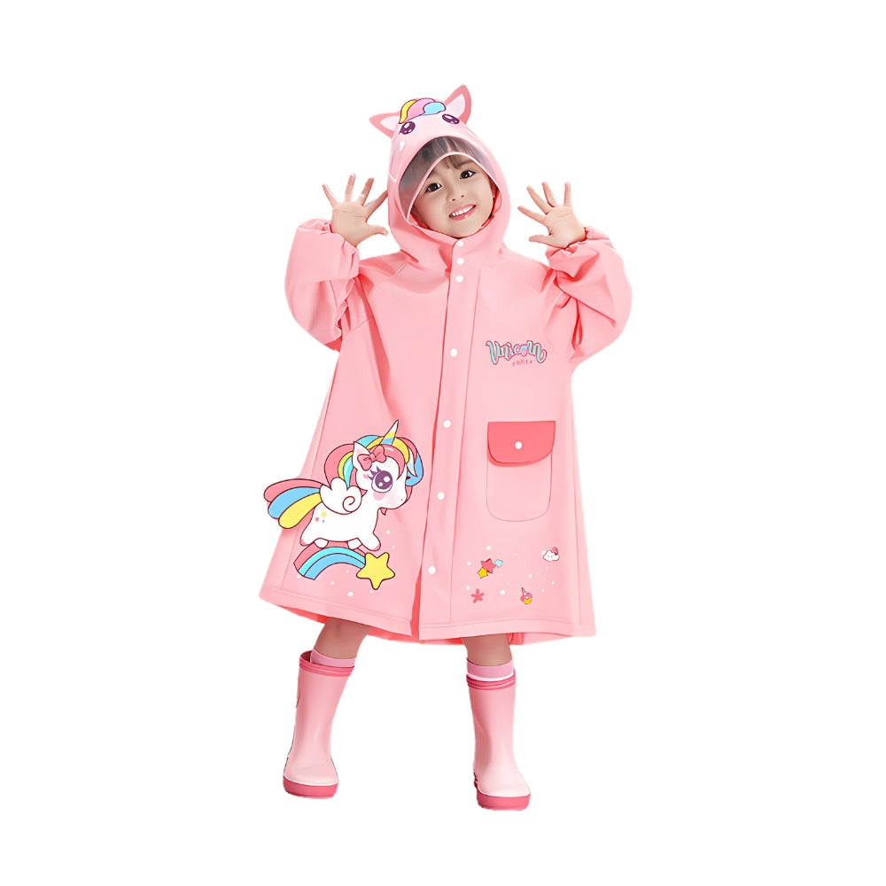 Kids 3D Character Hooded Raincoat