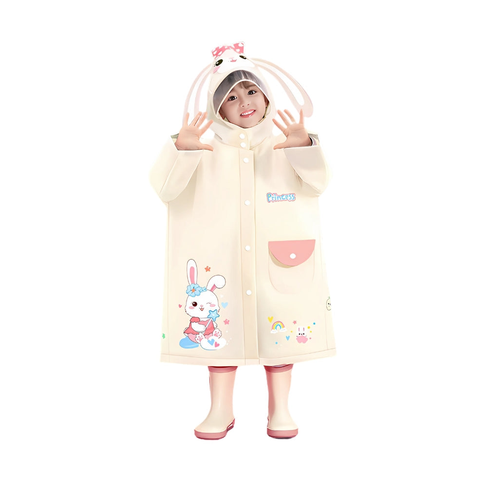 Kids 3D Character Hooded Raincoat