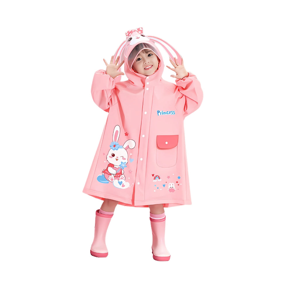 Kids 3D Character Hooded Raincoat