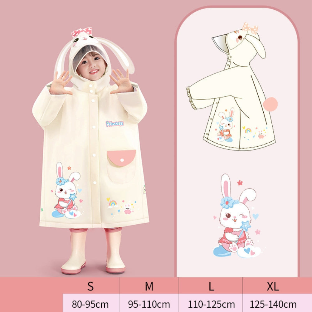Kids 3D Character Hooded Raincoat