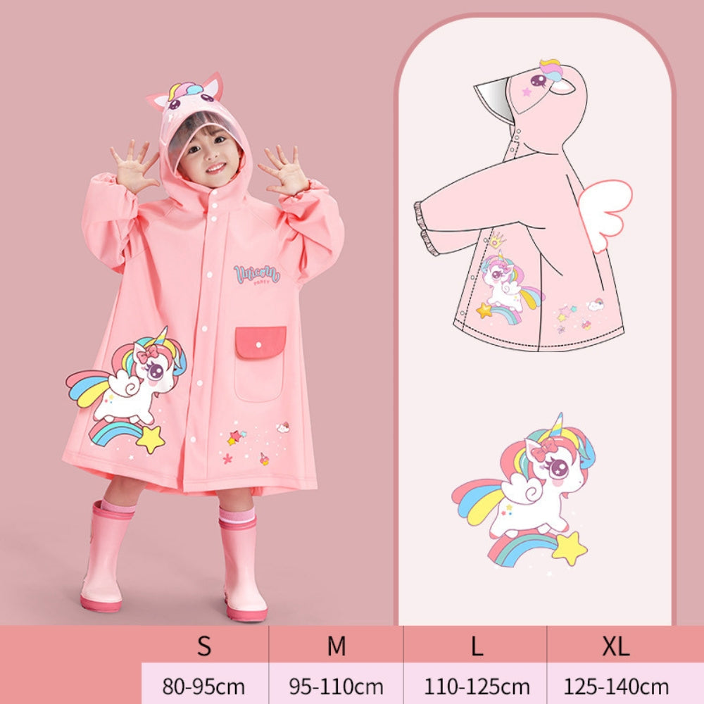 Kids 3D Character Hooded Raincoat