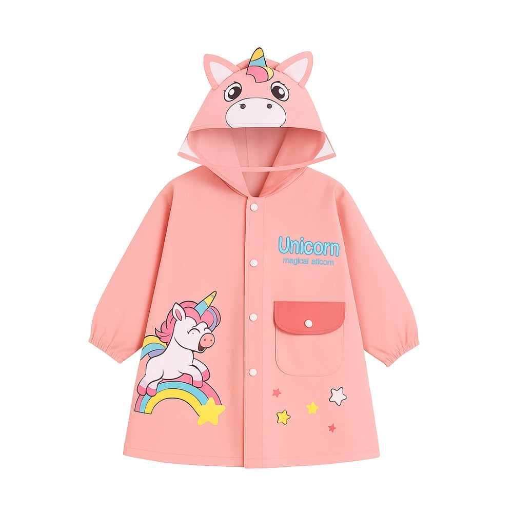 Kids 3D Character Hooded Raincoat