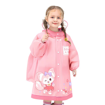 Kids Cartoon Print Hooded Raincoat