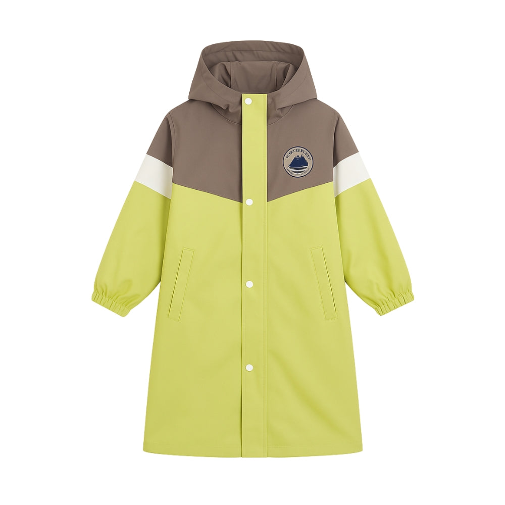 Imperméable à capuche pour enfants à blocs de couleur