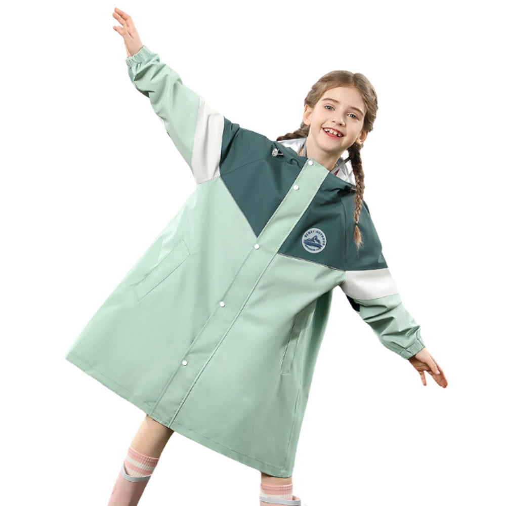 Imperméable à capuche pour enfants à blocs de couleur