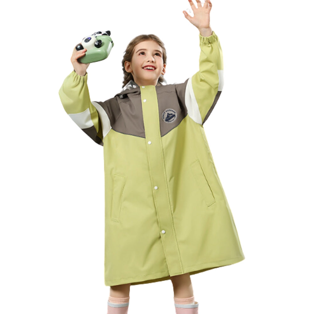 Imperméable à capuche pour enfants à blocs de couleur