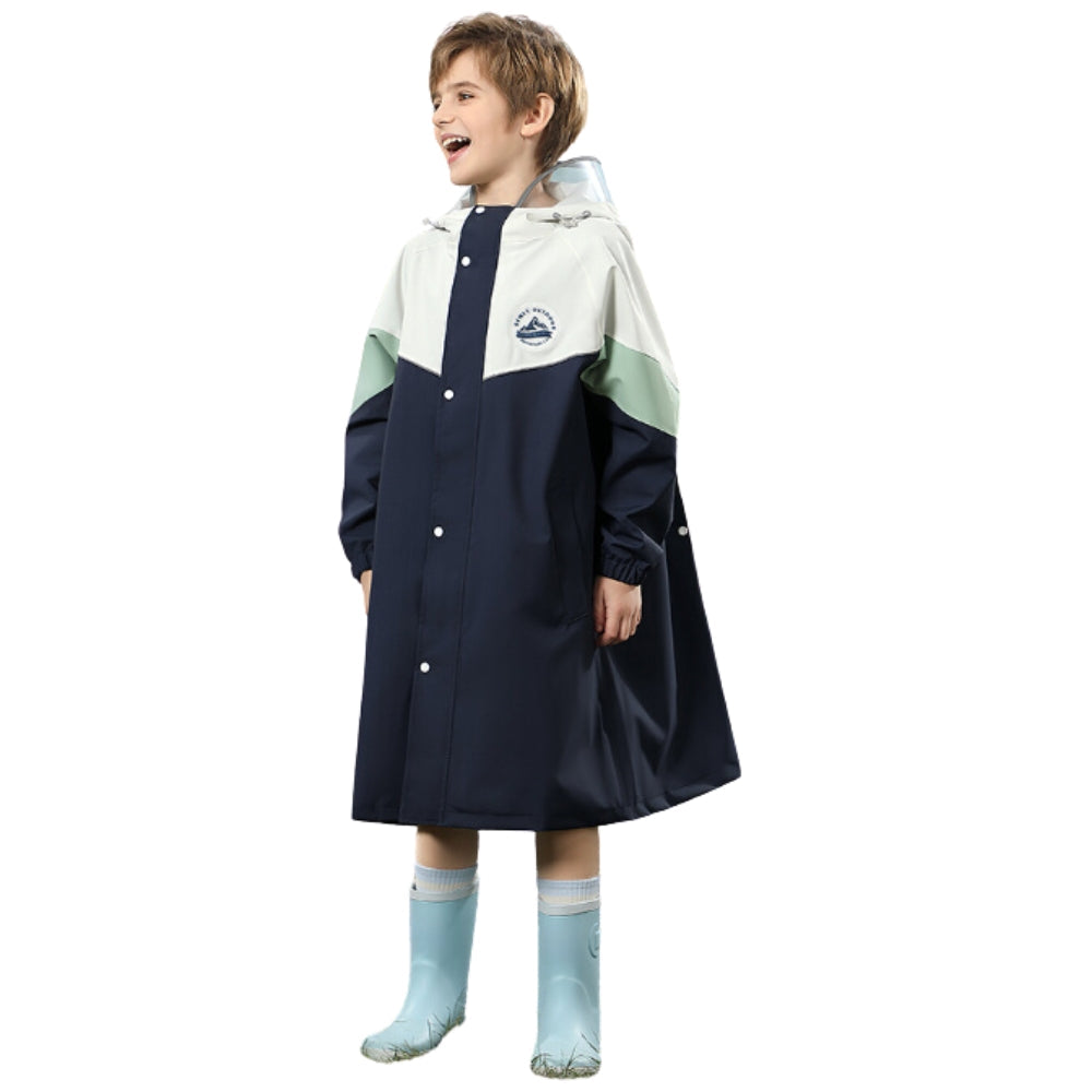 Imperméable à capuche pour enfants à blocs de couleur