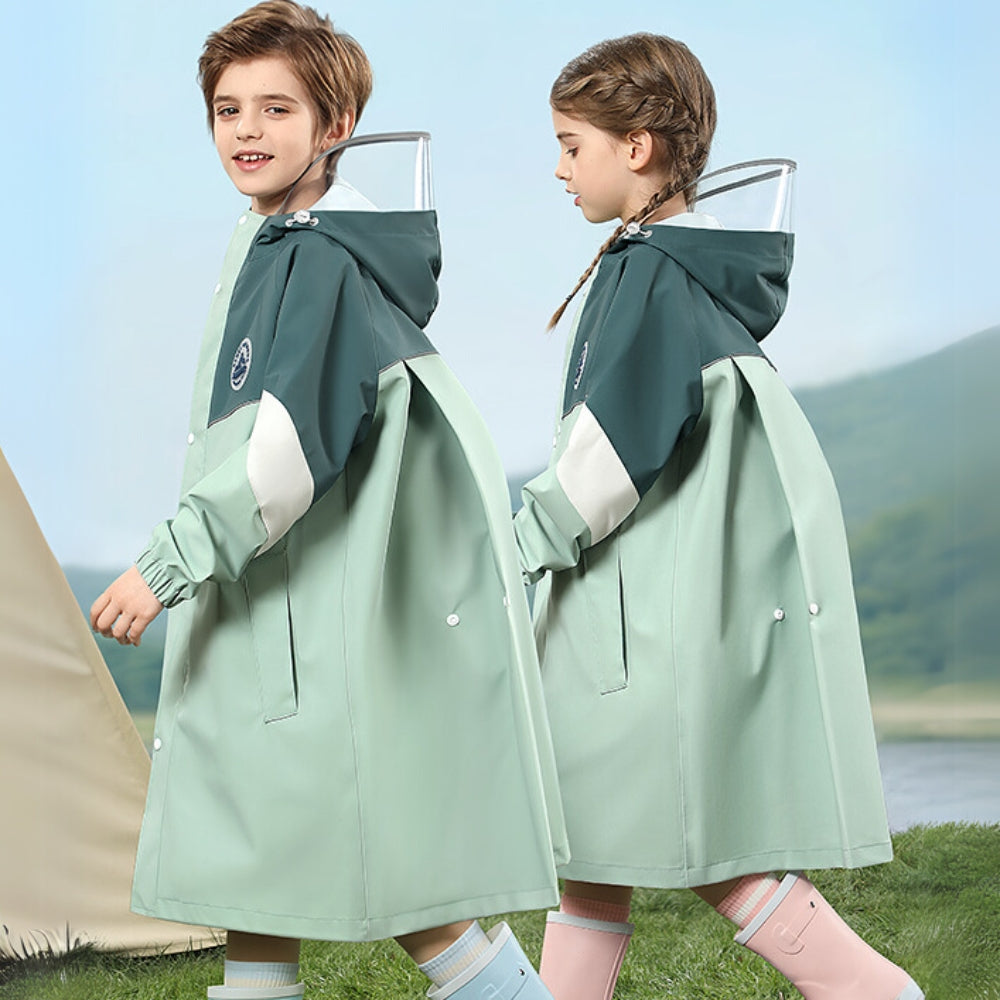 Imperméable à capuche pour enfants à blocs de couleur