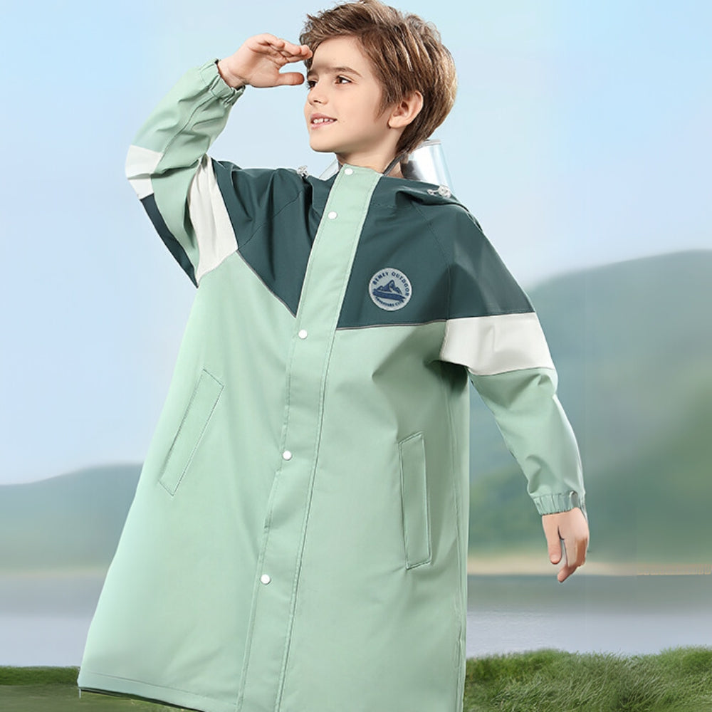 Imperméable à capuche pour enfants à blocs de couleur