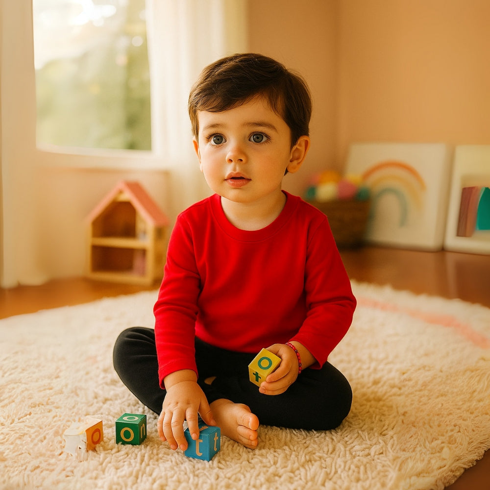 Kids Cotton Long Sleeve Crewneck Shirt