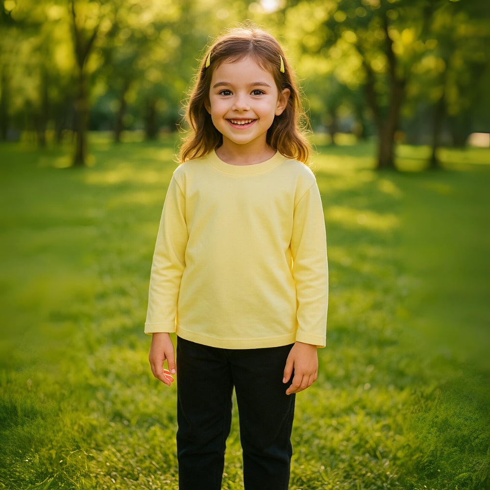 T-shirt à manches longues et col rond en coton pour enfants