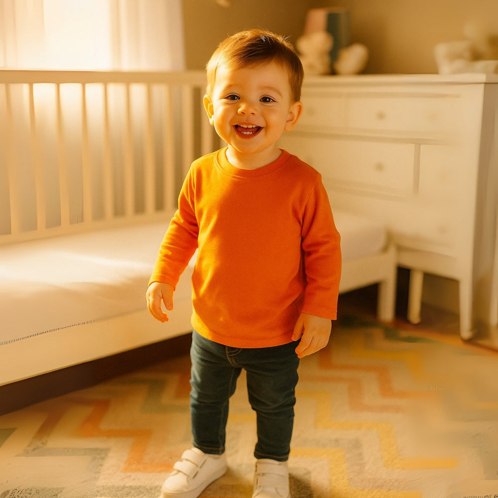 Kids Cotton Long Sleeve Crewneck Shirt