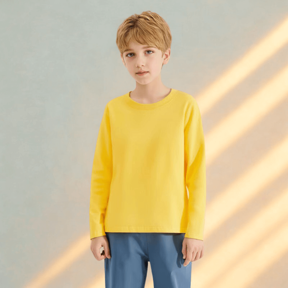 T-shirt à manches longues et col rond en coton pour enfants