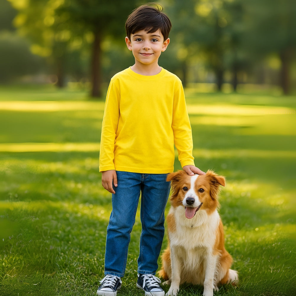 T-shirt à manches longues et col rond en coton pour enfants