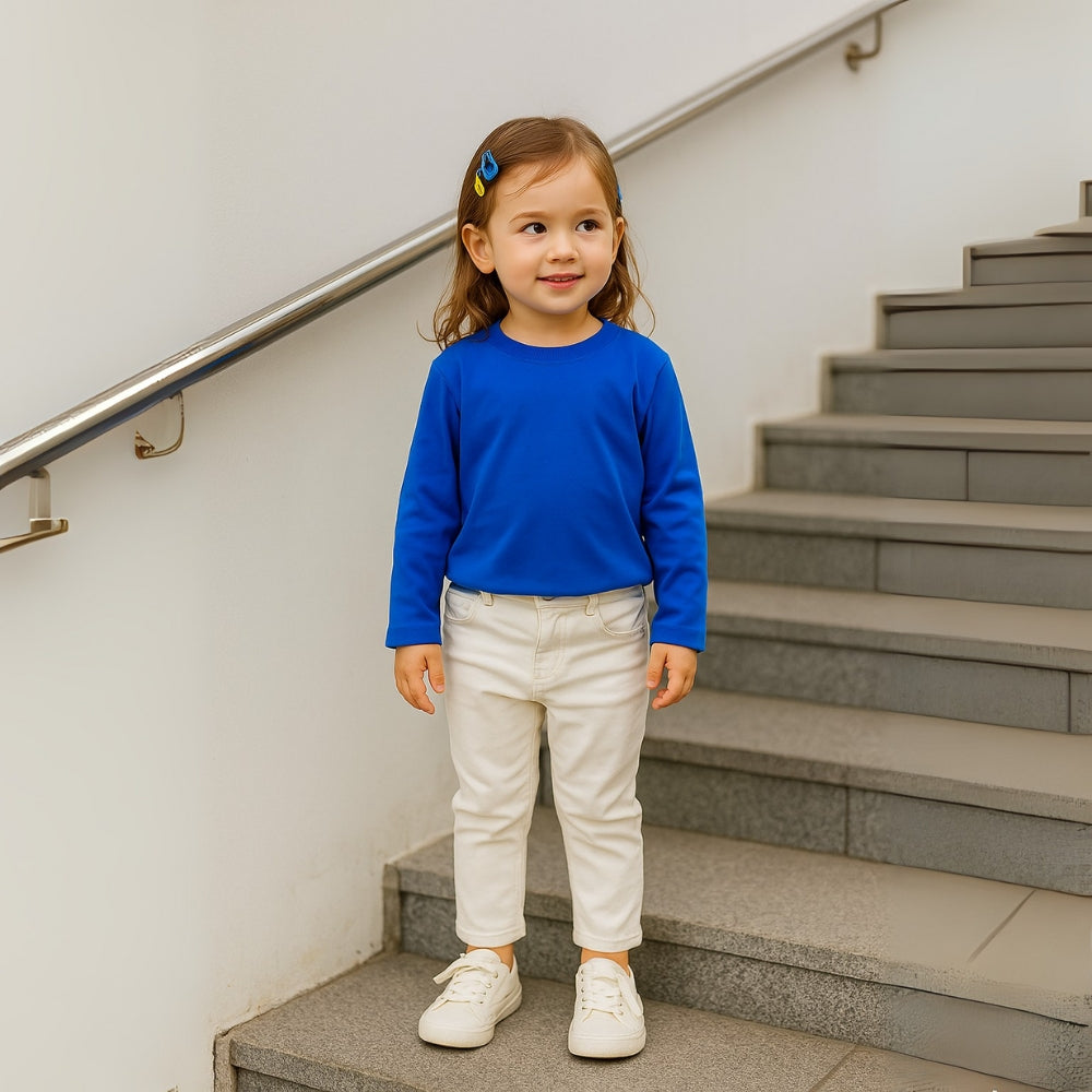 Kids Cotton Long Sleeve Crewneck Shirt