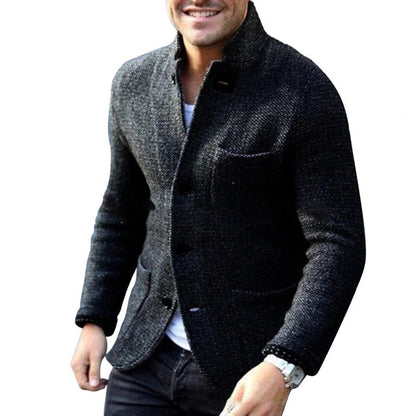 Knit Cardigan Wool Blend - Button Front & Long Layer