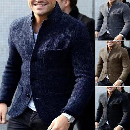 Knit Cardigan Wool Blend - Button Front & Long Layer