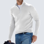 Knit Pullover - Half Zip V Neck & Breathable Cotton Blend