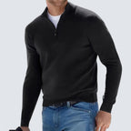 Knit Pullover - Half Zip V Neck & Breathable Cotton Blend