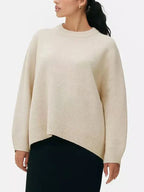 Knit Pullover - Patchwork Front And Cozy Flexible Shape