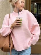 Knit Pullover - Patchwork Front And Cozy Flexible Shape