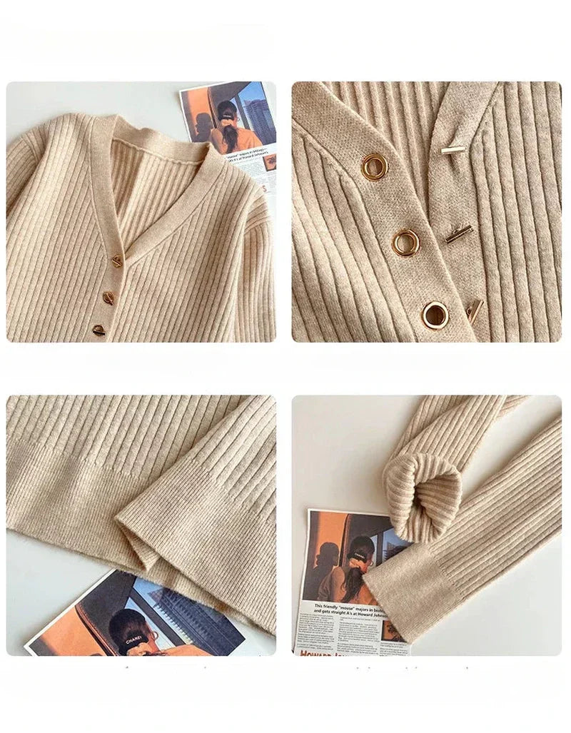 Knit Sweater – Button Front & Ribbed Hem For Warm Fit