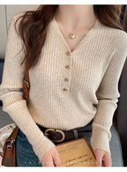 Pull en maille – Fermeture boutonnée et ourlet côtelé pour plus de chaleur