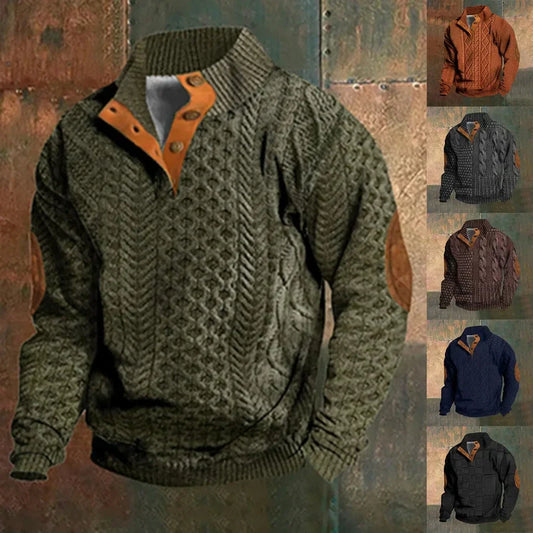 Knit Sweater – Retro Rib Lines & Easy Layering Warmth