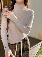 Knit Sweater - Turtleneck Slim Knit And Warm Layering