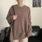 Knit Sweater Wool Blend - Open O Neck & Warm Soft Layering
