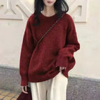 Knit Sweater Wool Blend - Open O Neck & Warm Soft Layering