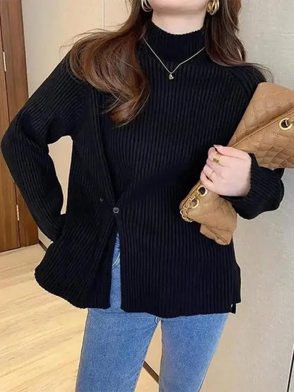 Knit Sweater - Wool Blend Turtleneck & Warm Layering
