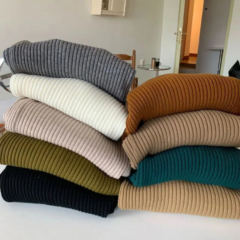 Knit Sweater - Wool Blend Turtleneck & Warm Layering