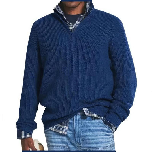 Knit Sweater – Zip Front & Ribbed Cuffs Warm Layering