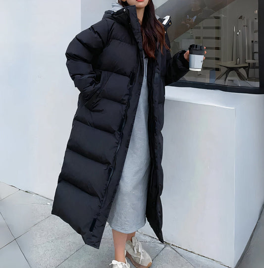 Long Jacket - Polyester Blend Hooded Cut & Windproof Lining