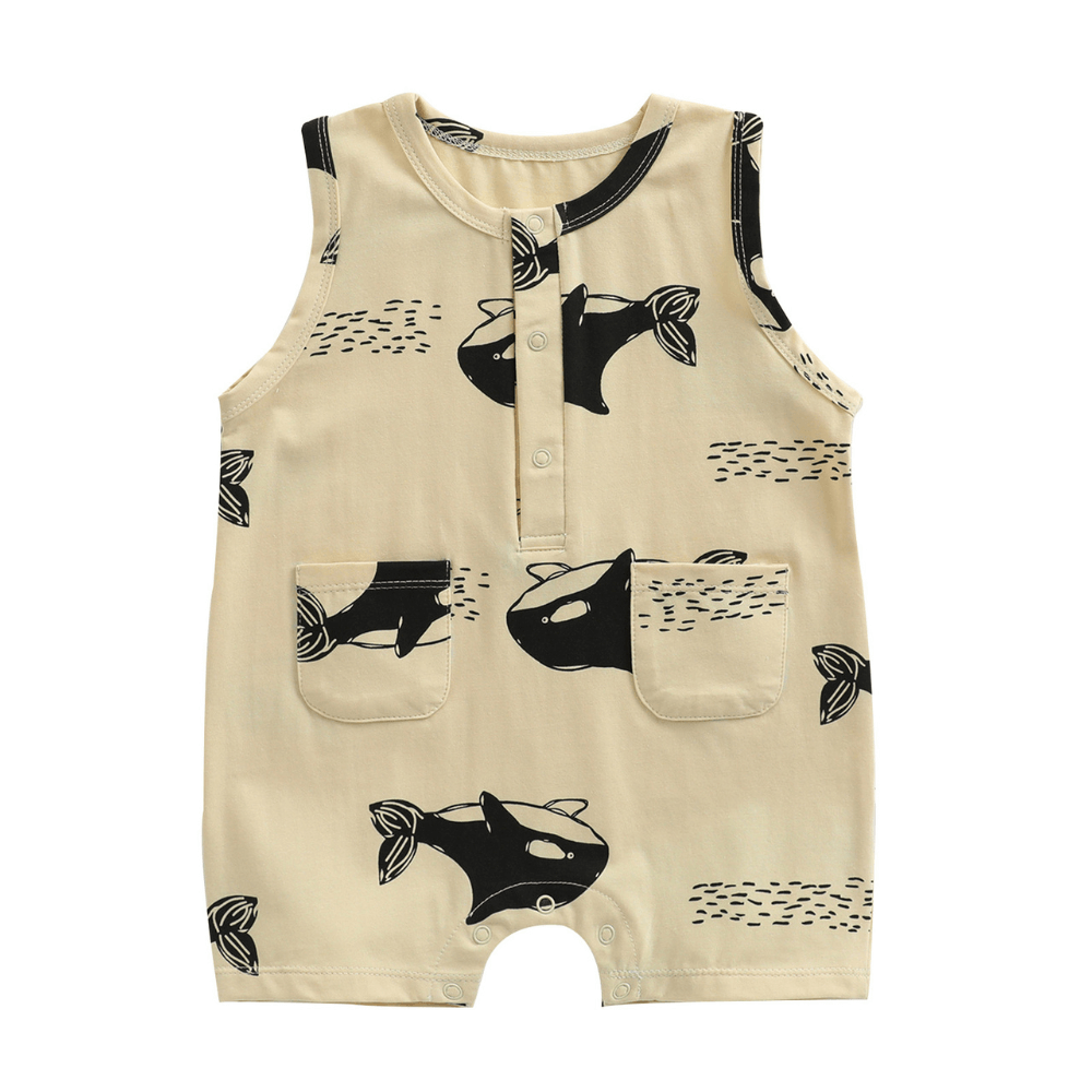 Playful Print Baby Romper With Pockets