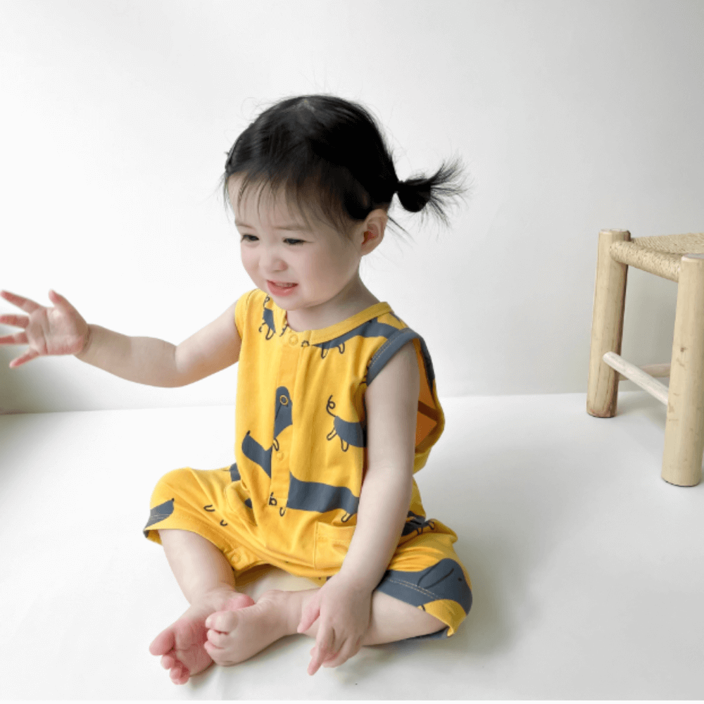 Playful Print Baby Romper With Pockets